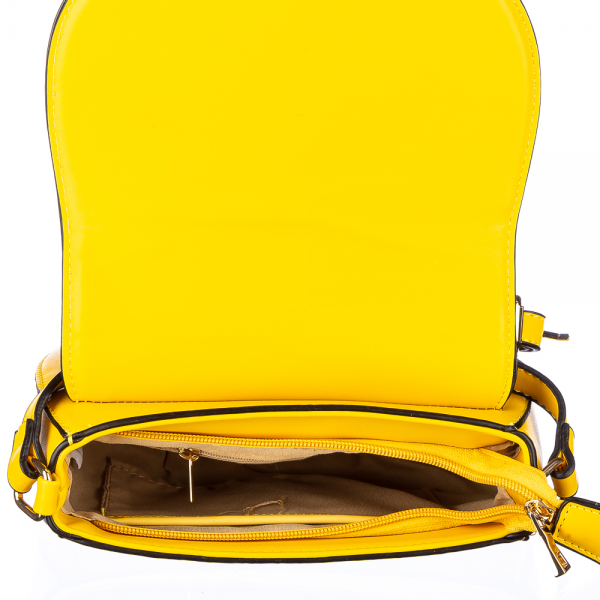 Γυναικεία τσάντα Glam Κίτρινη οικολογικό δέρμα, 6 - Kalapod.gr